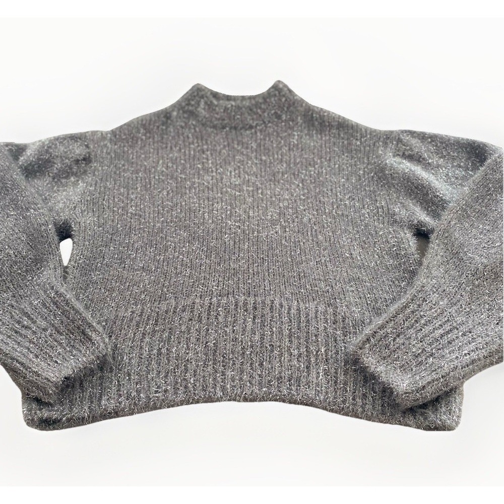 Divided H&M Silver Metallic Sparkle Glitter Crop Sweater‎ S Futuristic Rave